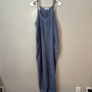 Sincerely Jules Blue waffle jersey oversized Overalls. Size Medium.
